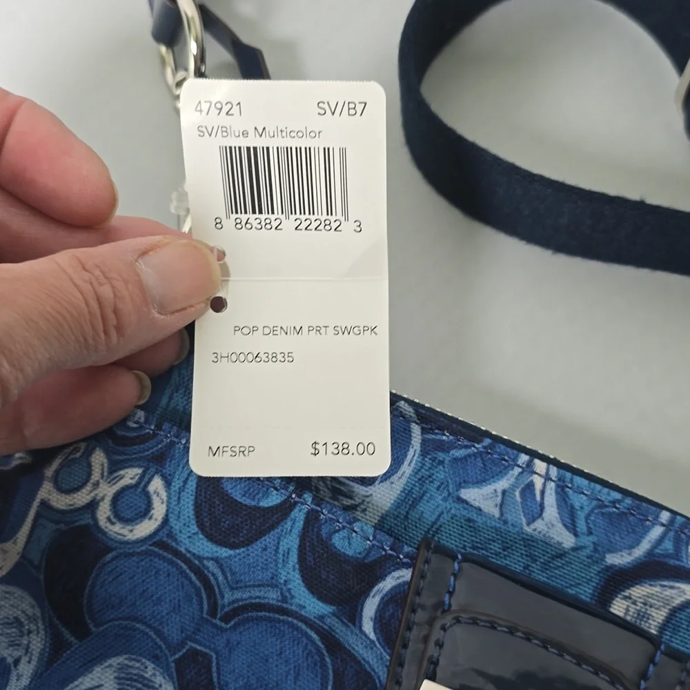 NWT Coach Blue Patterned Crossbody Bag - Picture 4 of 10